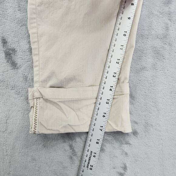 Vintage 90s MO-BO Pants Womens L Beige Mid Rise Crop Capri Cuffed Casual Summer - Picture 9 of 11